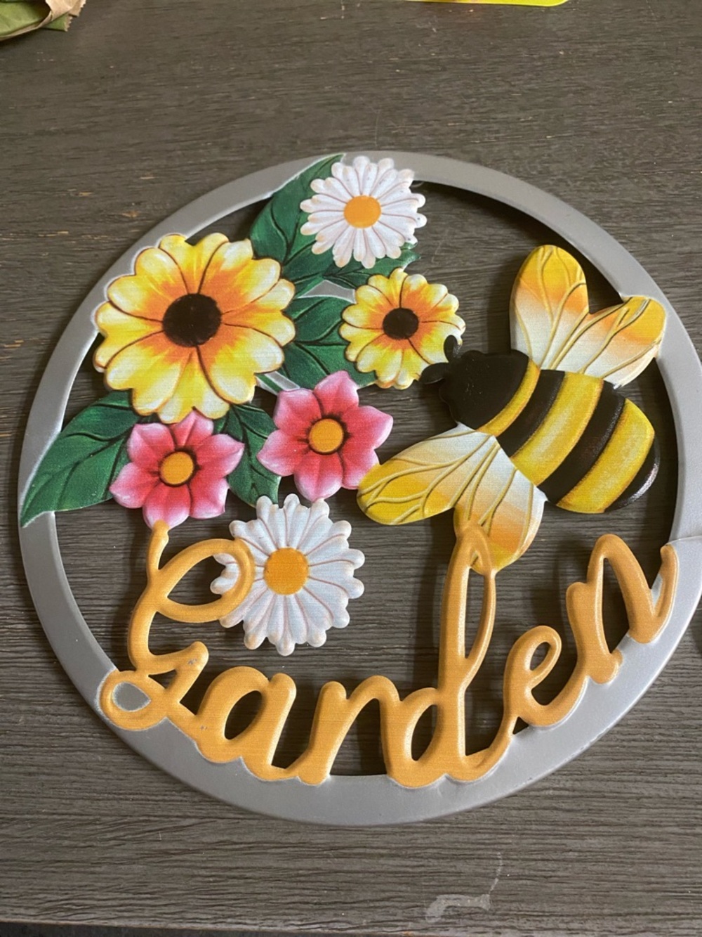 Garden Floral Bee Wall Accent - Yellow, Pink, White